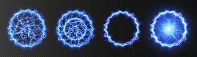 Plik wektorowy potężna kula w kolorze błyskawicy. silny elektryczny neonowy ładunek energii w jednym pierścieniu.