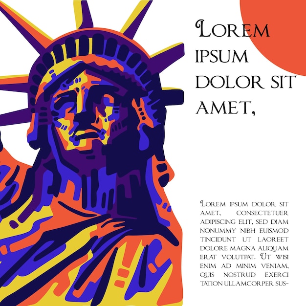 Plik wektorowy potrait statua wolności pop art cyfrowy wpap projekt plakatu
