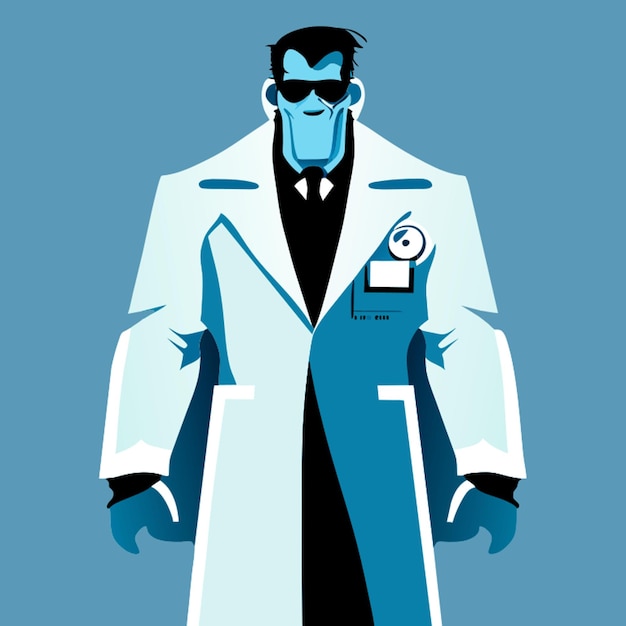 Plik wektorowy potwór frankenstein nosi garnitur pielęgniarki w stylu 50. plakat kinowy ilustracja wektorowa płaska
