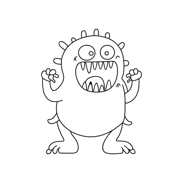 Potwór Zabawny Charakter Wyciągnąć Rękę W Stylu Kreskówki