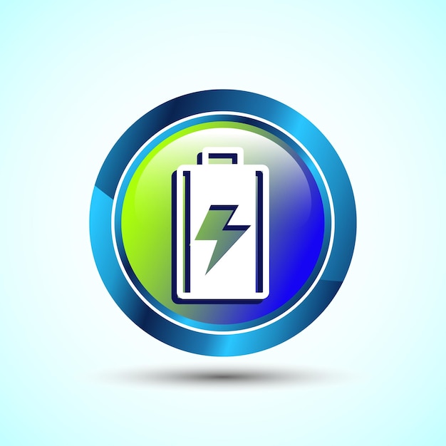 Power Battery Icon Design Ilustracja Icon dla aplikacji internetowej i mobilnej Glossy Round Button Design