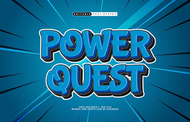 power quest edytowalny efekt tekstowy w stylu dziecięcym i kreskówkowym