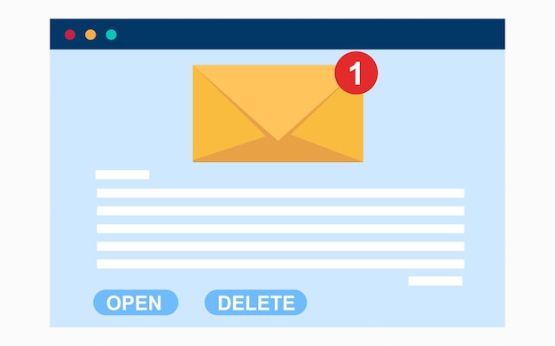 Powiadomienie e-mail z krótką wiadomością, aby otworzyć projekt koncepcji poczty