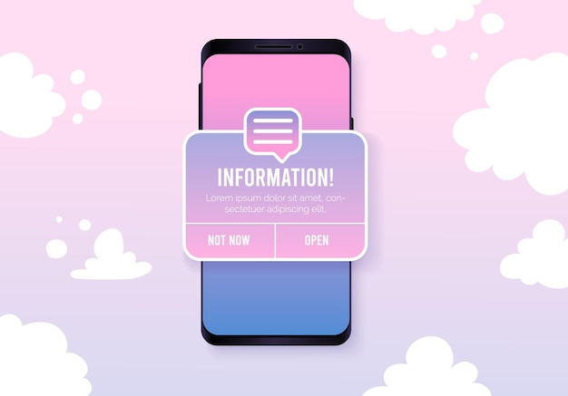Powiadomienie Wiadomość Informacyjna Smartphone Ostrzeżenie Lub Interfejs Wiadomości Dla Szablonu Mobilnego Projektowania Stron Internetowych