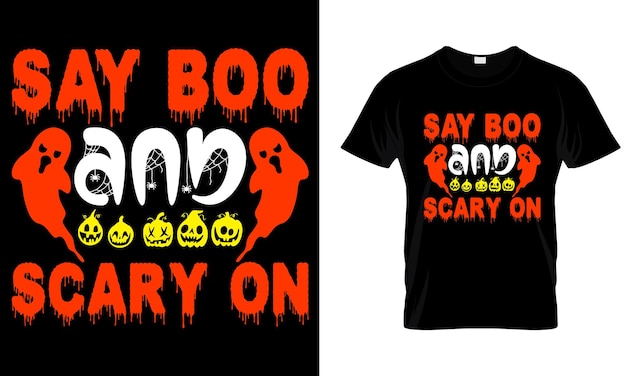 Powiedz „boo” I „strasznie” Na Koszulce Halloween