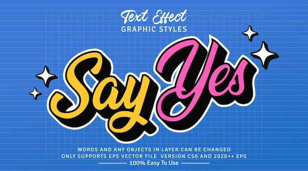 Powiedz " Tak " Efekt stylu tekstu 3D