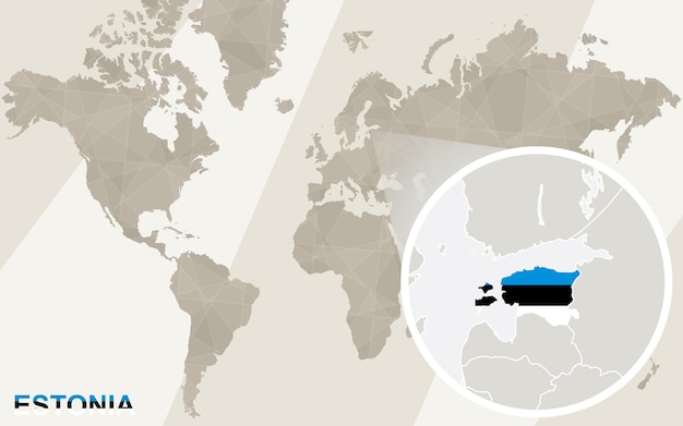 Powiększ Mapę Estonii I Flagę. Mapa świata.