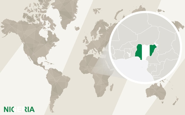 Powiększ Mapę I Flagę Nigerii. Mapa świata.