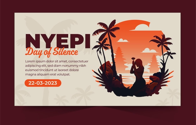 Plik wektorowy powitanie bali day of silence lub szablon projektu transparentu hari raya nyepi