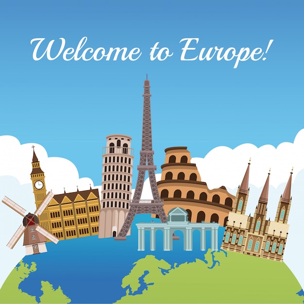 Plik wektorowy powitanie europe pojęcia wektorowego ilustracyjnego graficznego projekt
