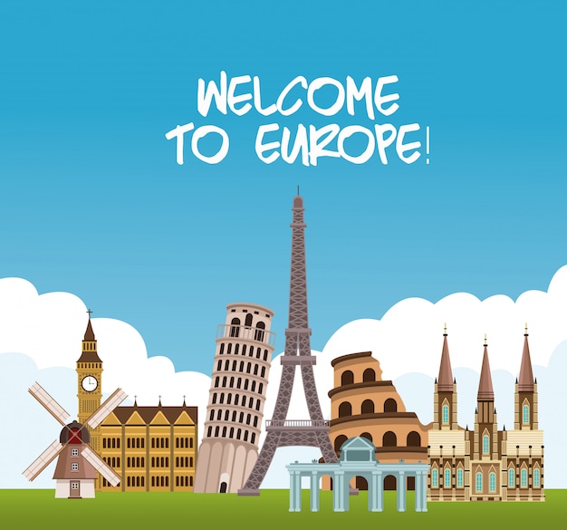 Powitanie Europe pojęcia wektorowego ilustracyjnego graficznego projekt