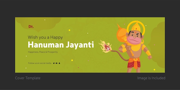 Powitanie Shri Hanuman Jayanti Z Ilustracją Lorda Hanumana Szablon Okładki Na Facebooku