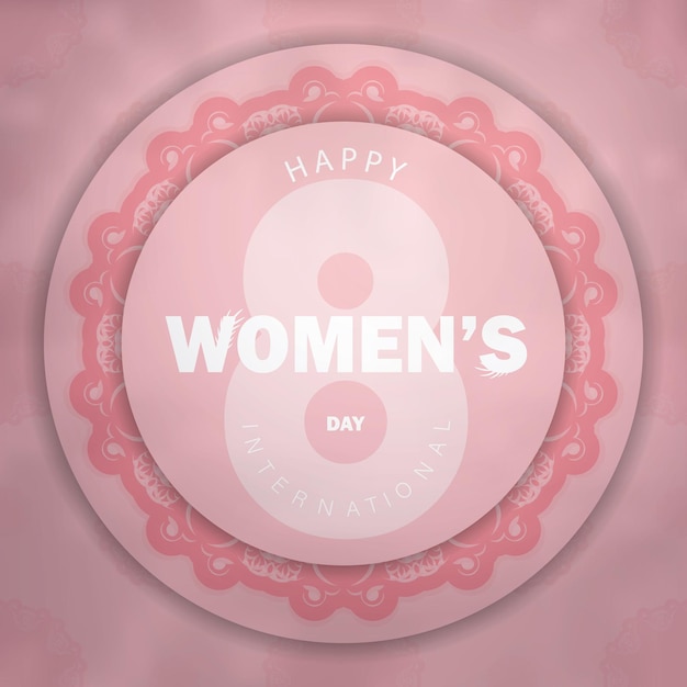 Powitanie Szablon Ulotki 8 Marca Międzynarodowy Dzień Kobiet Różowy Kolor Z Abstrakcyjnym Wzorem