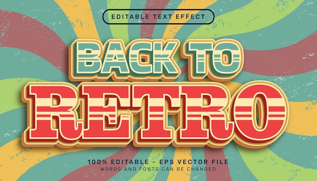 powrót do efektu tekstowego edytowalnego tekstu 3d w kolorze retro vintage