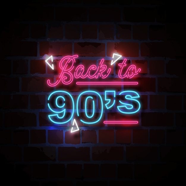 powrót do ilustracji znak neon w stylu lat 90-tych