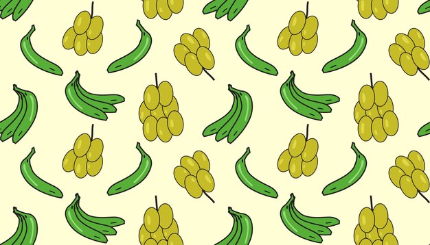 powtarzający się wzór wektorowy winogron i bananów