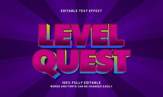 poziom quest edytowalnych efektów tekstowych z tematem gry i gry