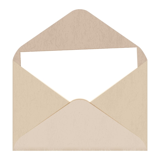Plik wektorowy pozioma koperta w stylu manila z kartką papieru izolowaną na białym tle