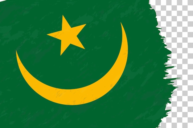 Poziome Streszczenie Szczotkowana Flaga Mauretanii Na Przezroczystej Siatce
