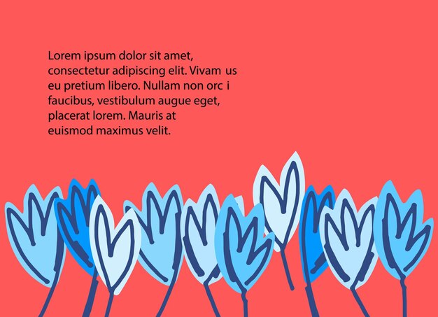 Poziome tło kwiatowe z miejscem na tekst Ręcznie rysowane kwiaty Galanthus na jasnoczerwonym szablonie ulotki zaproszenie karty z pozdrowieniami