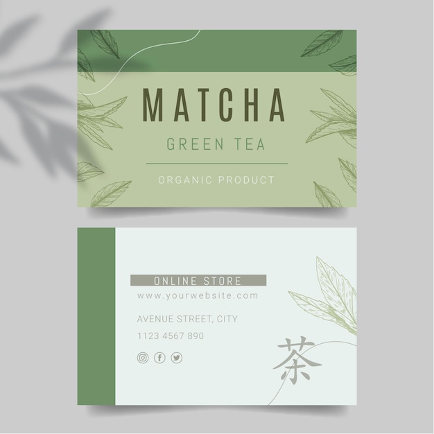 Poziome Wizytówki Herbaty Matcha