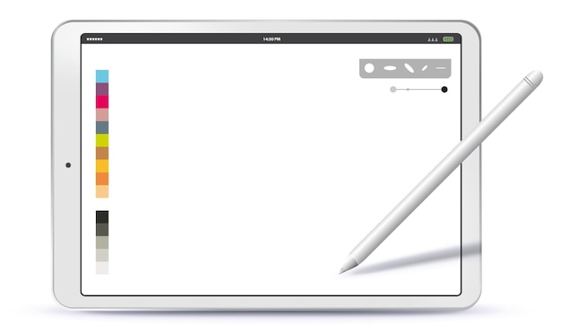 Poziomy Komputer Typu Tablet I Ilustracja Pióra