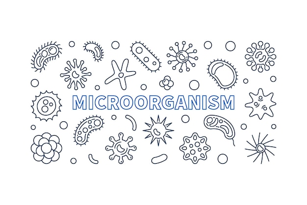 Poziomy Transparent Wektor Mikroorganizmów W Stylu Konspektu