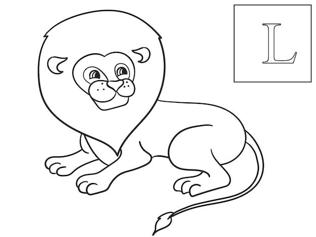 Poznaj Nazwę Afrykańskich Zwierząt Napis Lion Gra Edukacyjna Wektor Abc Kolorowania