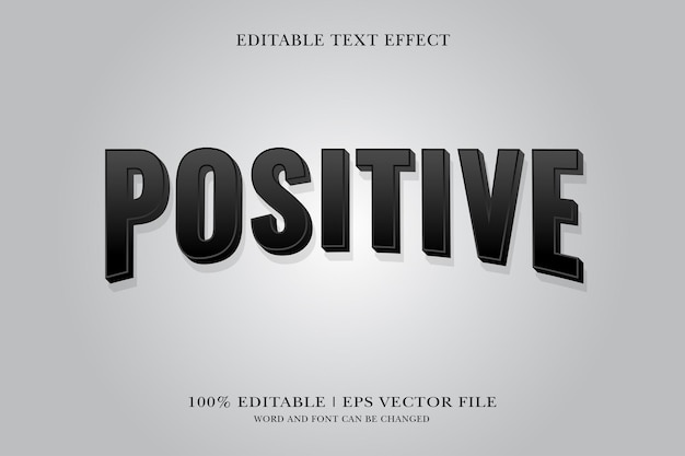 Plik wektorowy pozytywny edytowalny tekst efekt z projektowaniem wektorowym 3d