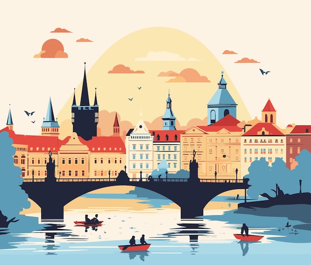 Plik wektorowy praga, republika czeska ilustracja wektorowa w stylu kreskówki płaski