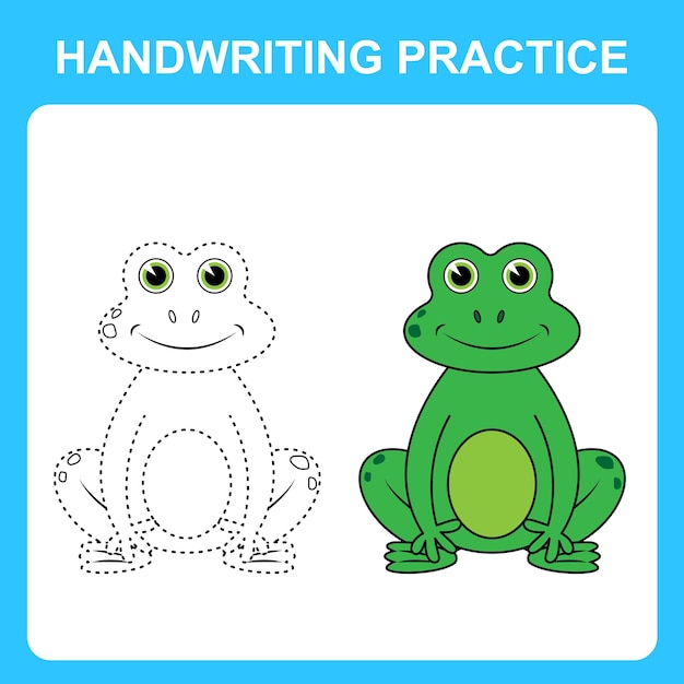 Praktyka Pisma Ręcznego Narysuj Linie I Pokoloruj żabę Edukacyjna Gra Kolorowanka Dla Dzieci Arkusz Do Druku Ilustracji Wektorowych