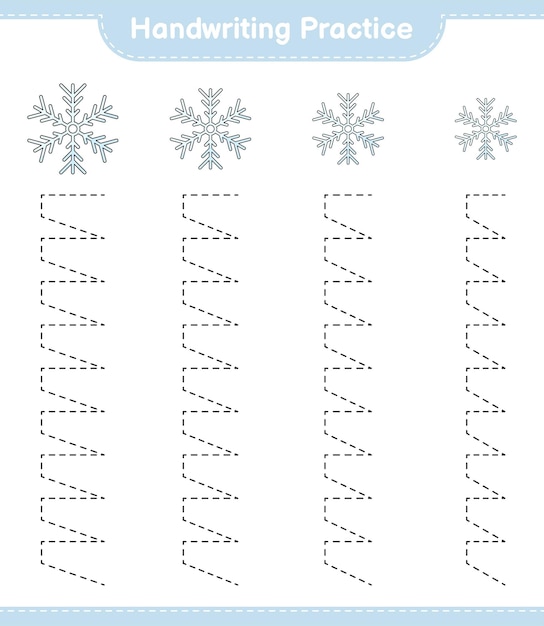Praktyka Pisma Ręcznego śledzenie Linii Płatka śniegu Edukacyjna Gra Dla Dzieci Do Druku Arkusza Ilustracji Wektorowych