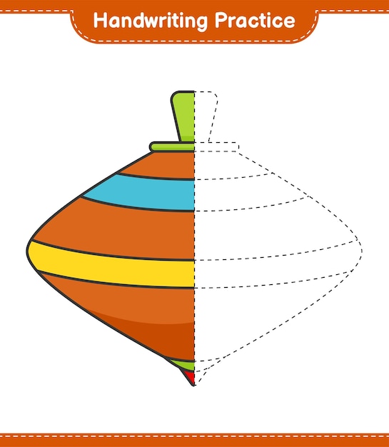 Praktyka Pisma Ręcznego. śledzenie Linii Whirligig Toy. Gra Edukacyjna Dla Dzieci, Arkusz Do Druku, Ilustracja Wektorowa