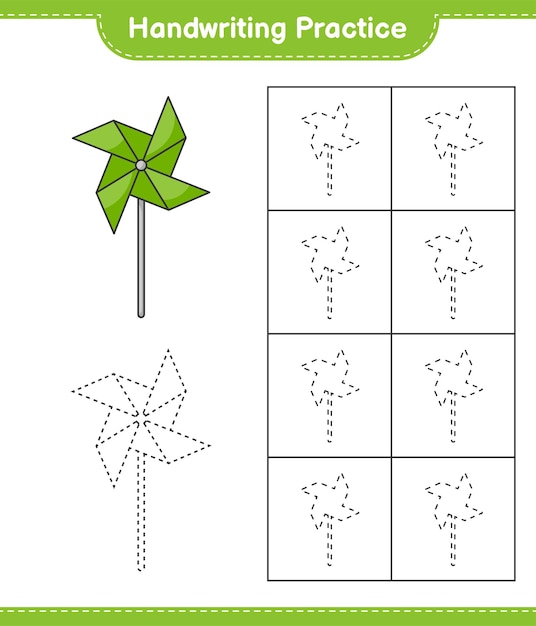 Praktyka Pisma Ręcznego śledzenie Linii Wiatraków Gra Edukacyjna Dla Dzieci Do Druku Arkusza Wektorowego Ilustracja