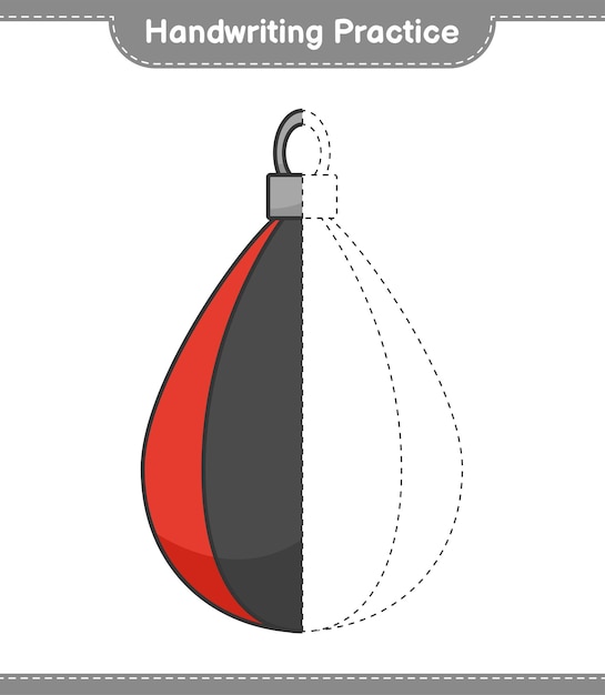 Praktyka Pisma Ręcznego. śledzenie Linii Worka Treningowego. Gra Edukacyjna Dla Dzieci, Arkusz Do Druku, Ilustracja Wektorowa