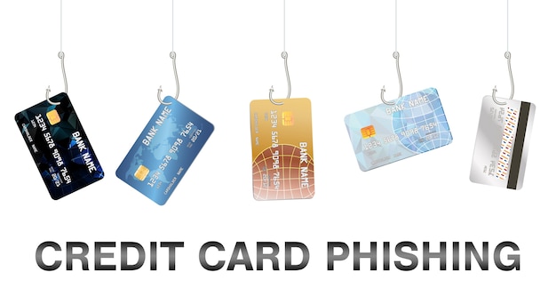 Prawdziwy Połów Haka Phishingu Wektor Karty Kredytowej