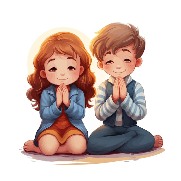 Plik wektorowy praying_boy_and_girl_vector_illustrated