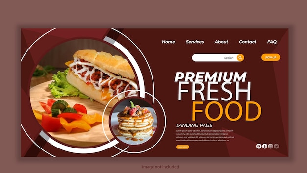 Plik wektorowy premium baner żywności i projekt szablonu strony docelowej