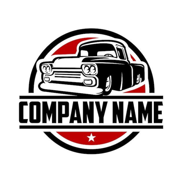 Premium Classic Hotrod Pickup Truck Logo Koło Emblemat Szablon