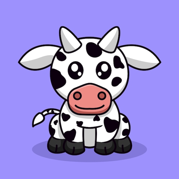Premium ilustracja słodkie zwierzę krowa i chibi