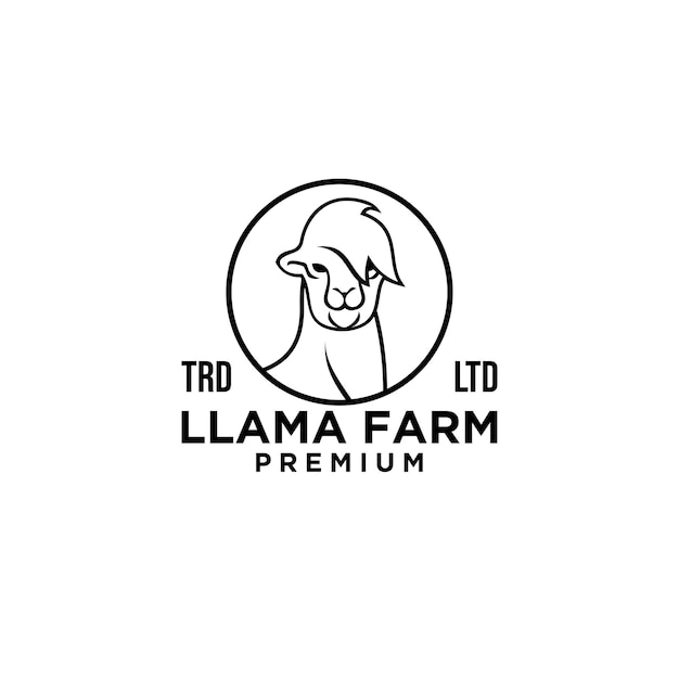 Premium Llama Farm Logo Ikona Projektowania Ilustracji Wektorowych