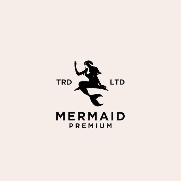 Premium Mermaid Logo Ikona Projektowania Ilustracji