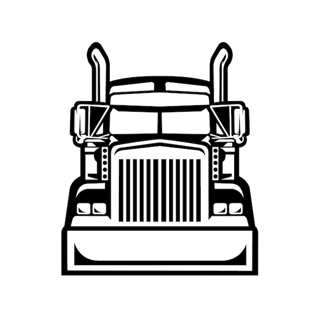 Premium Semi Truck 18 Wheeler Trucker Widok Z Przodu Wektor Na Białym Tle