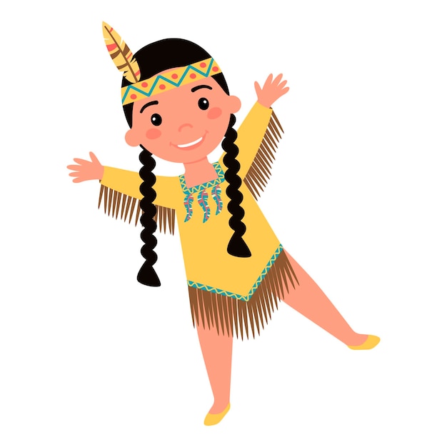 pretty girl dressed in an american indian costume