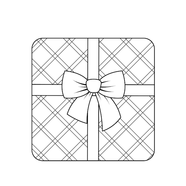 Prezent W Kratkę Z Dużą Kokardą Kolorowanka Czarno-biały Prezent Vector