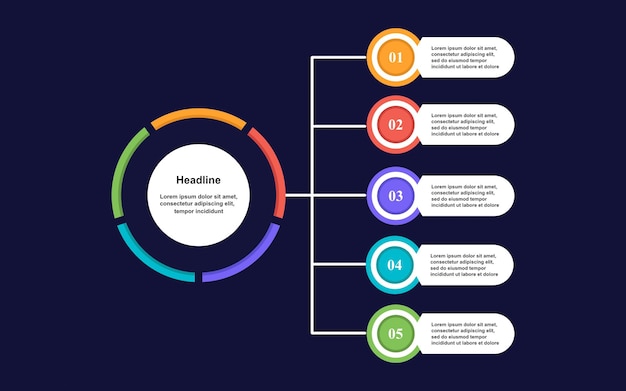 Prezentacja Biznesowa Infografika Osi Czasu Z 5 Krokami Lub Procesami Opcji