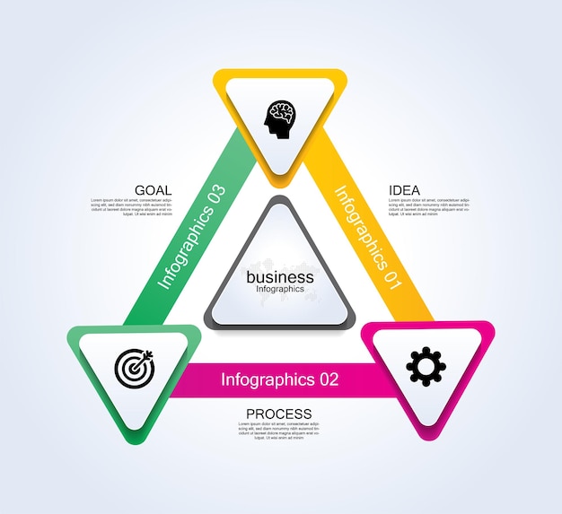 Prezentacja Biznesowa Infografika Szablon Kolorowy Z Trzema Krokami