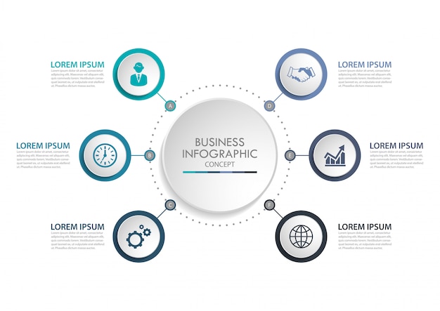 Prezentacja Biznesu Infografika Szablon Z 6 Opcjami.