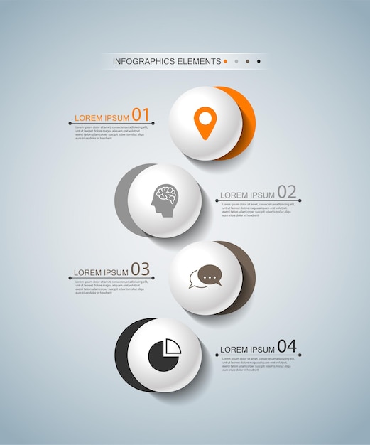 Prezentacja Elementów Infografiki Biznesowej Z Czterema Krokami