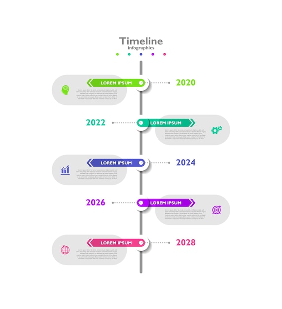 Prezentacja Oś Czasu Biznes Streszczenie Tło Infografika Szablon Kolorowy Z Pięcioma Krokami